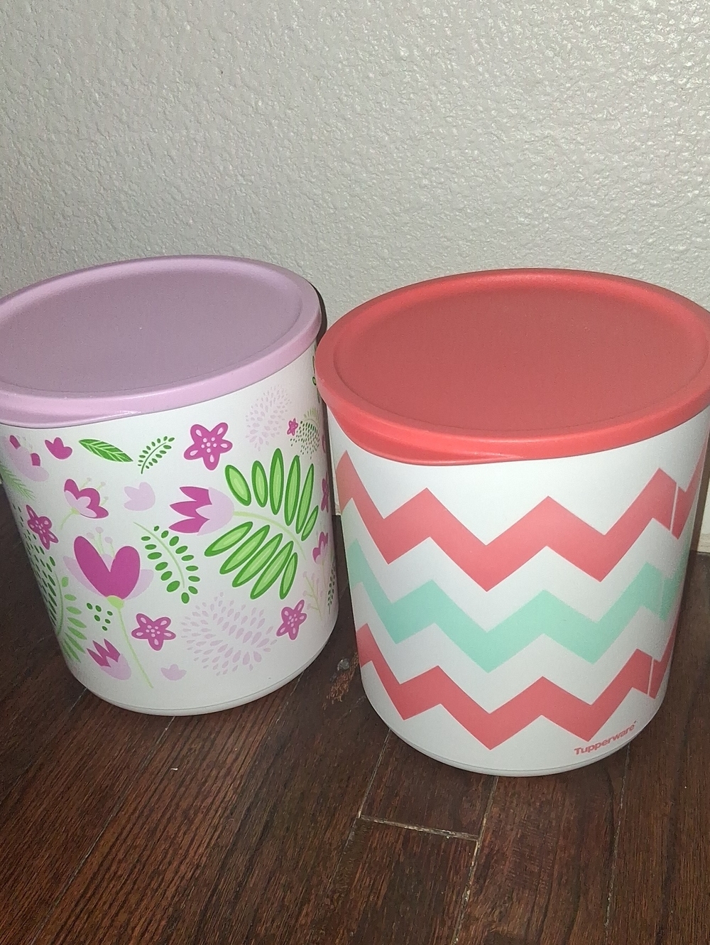 Tupperware Coral & Lavender 3.3 Liters Decorative Storage Canisters